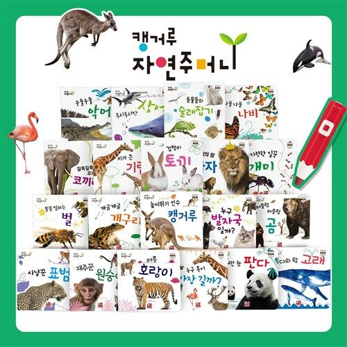 캥거루 자연주머니 자연관찰 20권 보드북 + 레인보우 세이펜 32g레드