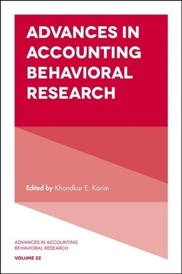 Advances in Accounting Behavioral Research (Hardcover)