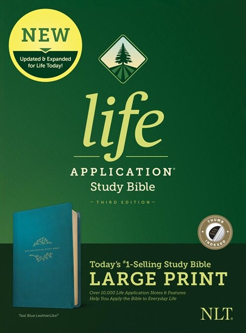 NLT Life Application Study Bible, Third Edition, Large Print (Leatherlike, Teal Blue, Indexed) (Imitation Leather)