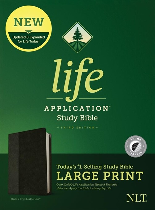 NLT Life Application Study Bible, Third Edition, Large Print (Leatherlike, Black/Onyx, Indexed) (Imitation Leather)
