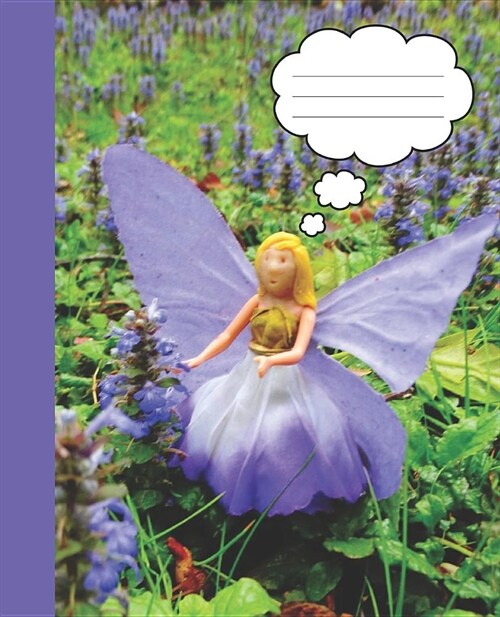 Periwinkle Blue Bee Balm Flower Fairy Wide-ruled Lined School Blank Composition Notebook (Paperback)