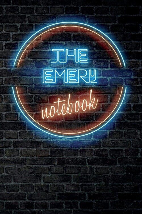 The EMERY Notebook: Vintage Blank Ruled Personalized & Custom Neon Sign Name Dotted Notebook Journal for Girls & Women. Wall Background. F (Paperback)