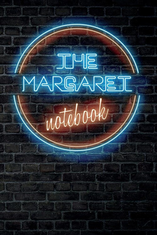 The MARGARET Notebook: Vintage Blank Ruled Personalized & Custom Neon Sign Name Dotted Notebook Journal for Girls & Women. Wall Background. F (Paperback)