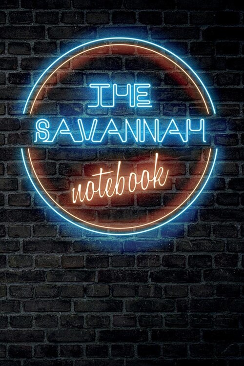 The SAVANNAH Notebook: Vintage Blank Ruled Personalized & Custom Neon Sign Name Dotted Notebook Journal for Girls & Women. Wall Background. F (Paperback)