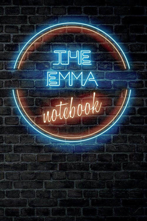 The EMMA Notebook: Vintage Blank Ruled Personalized & Custom Neon Sign Name Dotted Notebook Journal for Girls & Women. Wall Background. F (Paperback)