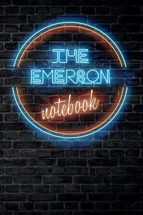The EMERSON Notebook: Vintage Blank Ruled Personalized & Custom Neon Sign Name Dotted Notebook Journal for Girls & Women. Wall Background. F (Paperback)
