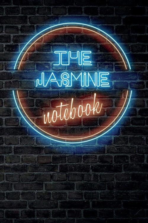 The JASMINE Notebook: Vintage Blank Ruled Personalized & Custom Neon Sign Name Dotted Notebook Journal for Girls & Women. Wall Background. F (Paperback)