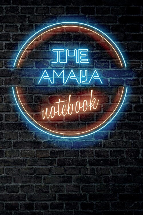 The AMAYA Notebook: Vintage Blank Ruled Personalized & Custom Neon Sign Name Dotted Notebook Journal for Girls & Women. Wall Background. F (Paperback)