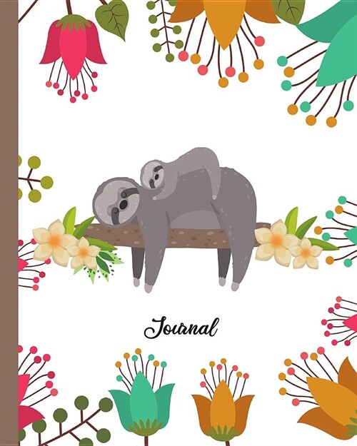 Journal: Sleepy Sloth Family. Wide Ruled Lined Paper (Paperback)