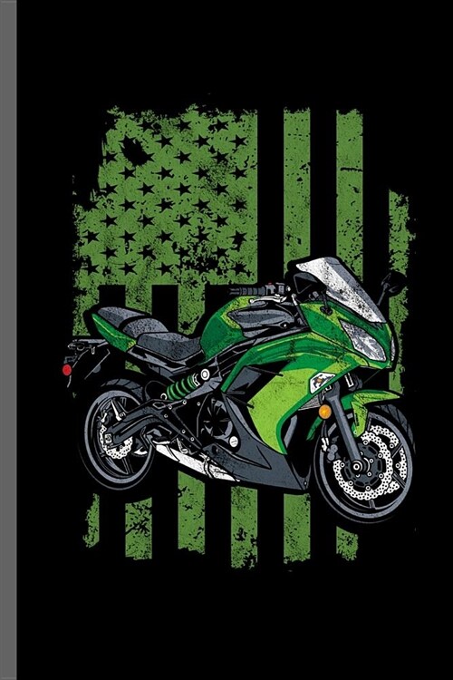 Green Motorcycle Flag: Motorcycles Dirt Bike Bikers Riders Racers Motocross Racing Extreme Sports Gift (6x9) Dot Grid notebook Journal to wri (Paperback)