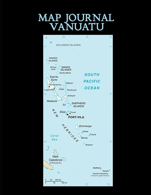 Map Journal: Vanuatu: 150 page lined notebook/diary (Paperback)