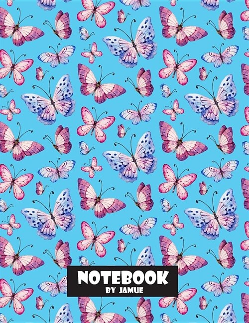 ์Notebook: Little Butterfly blue cover and Lined pages, Extra large (8.5 x 11) inches, 110 pages, White paper (Paperback)