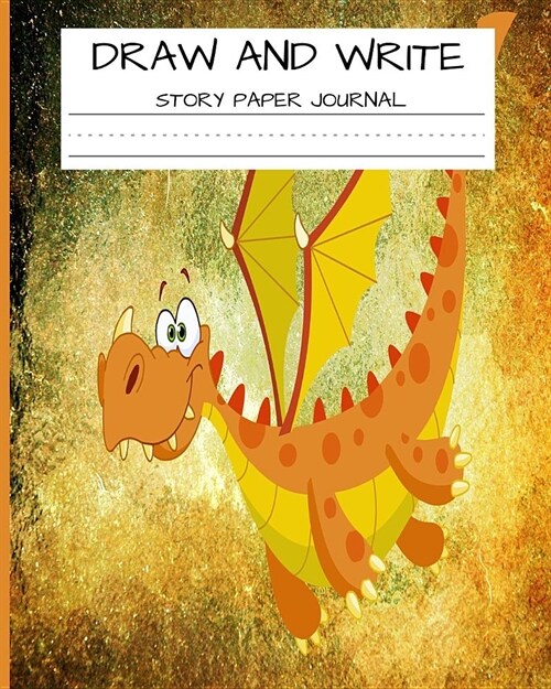 Draw and Write Story Paper Journal: Notebook for Kids Orange Dinosaur (Paperback)