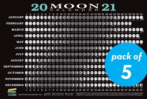 2021 Moon Calendar Card (5 Pack): Lunar Phases, Eclipses, and More! (Other)