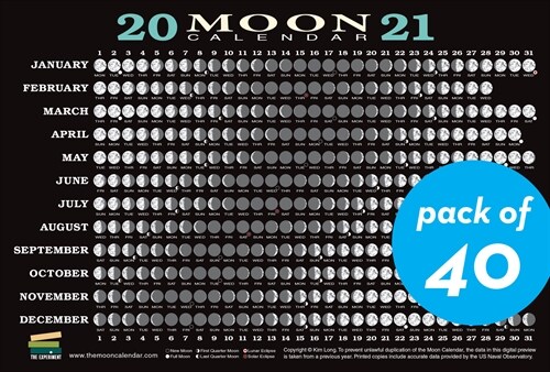 2021 Moon Calendar Card (40 Pack): Lunar Phases, Eclipses, and More! (Other)
