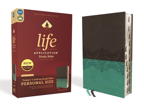 Niv, Life Application Study Bible, Third Edition, Personal Size, Leathersoft, Gray/Teal, Indexed, Red Letter Edition (Imitation Leather)