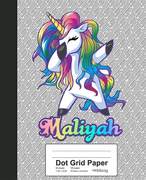 Dot Grid Paper: MALIYAH Unicorn Rainbow Notebook (Paperback)