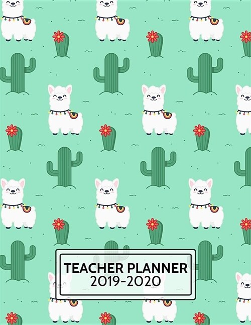 Teacher Planner 2019-2020: kawaii Llama Pattern Undated Lesson Planning and Record Book (Paperback)