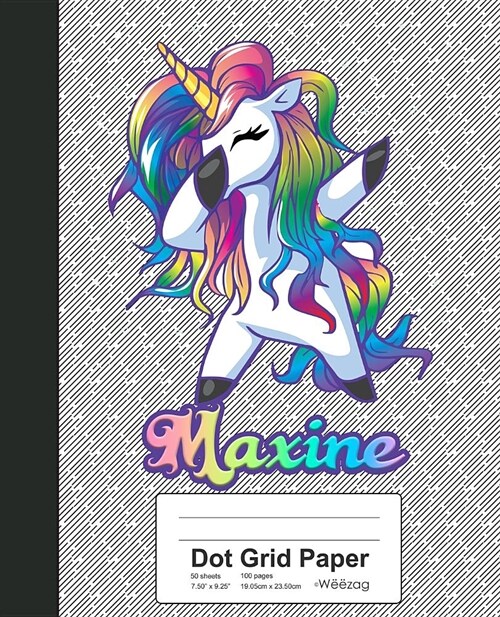 Dot Grid Paper: MAXINE Unicorn Rainbow Notebook (Paperback)