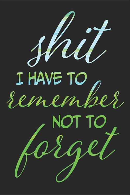 Shit I Have To Remember Not To Forget: 6x9 Matte Paperback 120 Medium College-Ruled Blank Lined Pages Journal Diary Funny (Paperback)