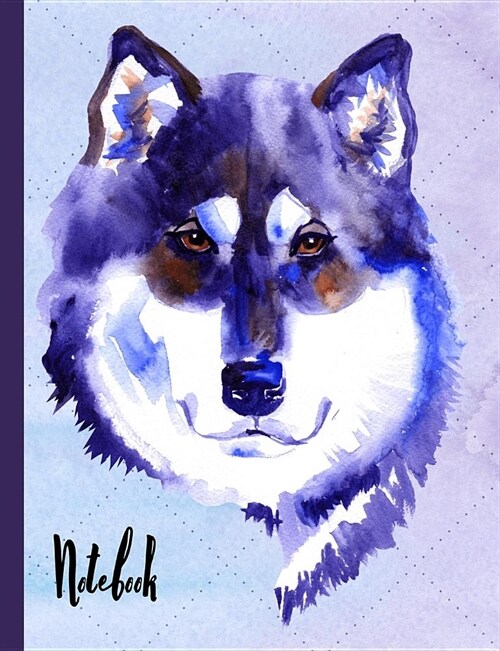 Notebook: School Notebook 100 Pages Wide Ruled Paper Watercolor Dog Design (Paperback)