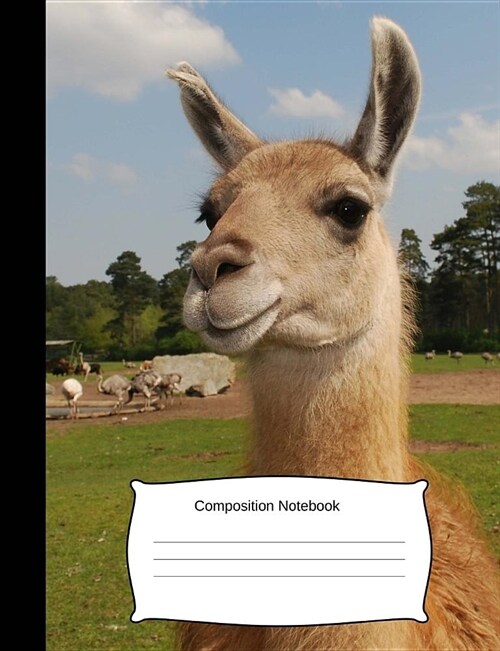 Composition Notebook: Real Llama Writing Notepad (College Lined/Ruled100 Pages, 7.44x9.69) for Students/Teachers/Home/Office (Cute Llama Lov (Paperback)