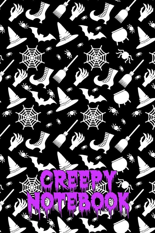 Creepy Notebook: Cool Halloween Black & White Notebook With Creepy Witch Things College Ruled Black Lines, 6x9 Inch Composition Book, 1 (Paperback)