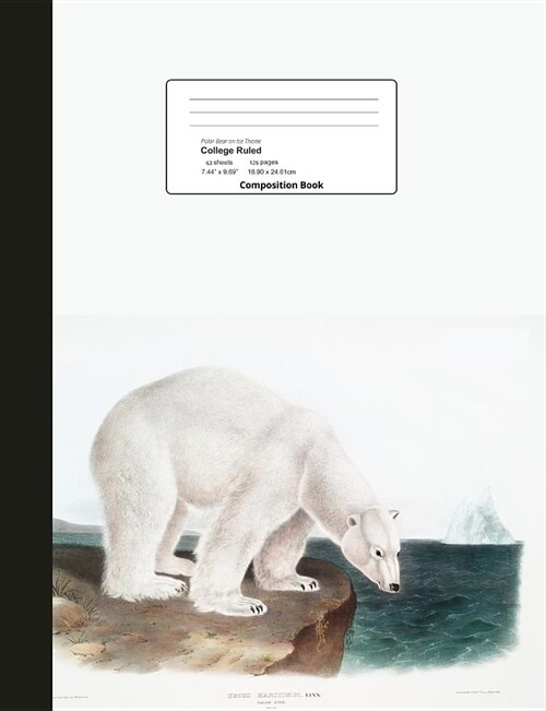 Polar Bear Theme College Ruled Composition Book: Vintage Illustrated Cover, Lined Bound Paper Notebook (Paperback)