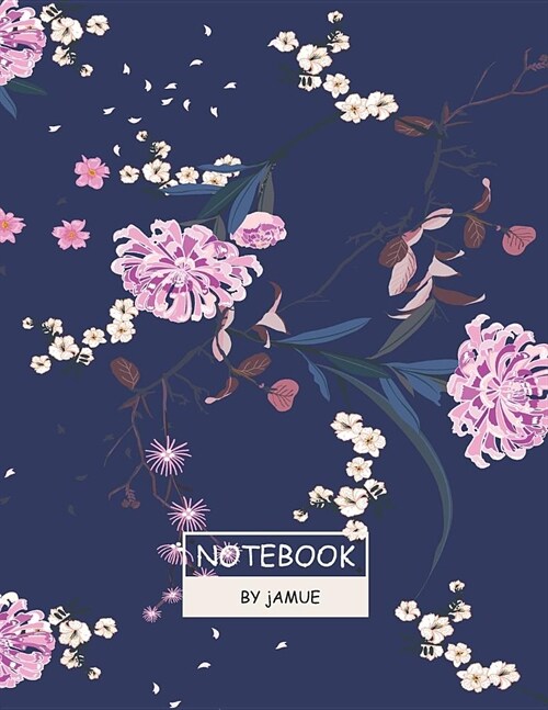 ์Notebook: Oriental garden flower blue cover and Lined pages, Extra large (8.5 x 11) inches, 110 pages, White paper (Paperback)
