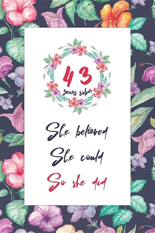 43 Years Sober: Lined Journal / Notebook / Diary - 43rd Year of Sobriety - Cute Practical Alternative to a Card - Sobriety Gifts For W (Paperback)