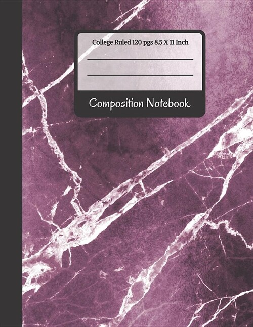 Composition Notebook: Purple Marble College Ruled Notebook for Kids, School, Students and Teachers (Paperback)