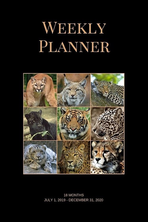 Weekly Planner: Big cats; 18 months; July 1, 2019 - December 31, 2020; 6 x 9 (Paperback)