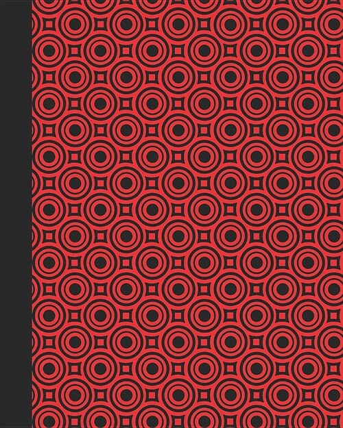 Sketch Journal: Geometric Design (Circles and Squares/Red) 8x10 - Pages are LINED ON THE BOTTOM THIRD with blank space on top (Paperback)