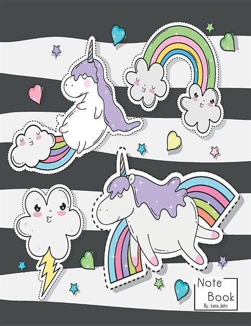 Notebook: Cute Unicorn Rainbow Notebook and Lined pages, Extra large (8.5 x 11) inches, 110 pages, White paper (Notebook for Gir (Paperback)