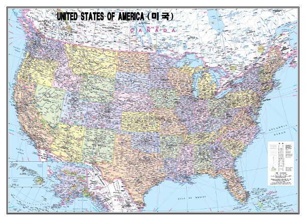 United States Of America (코팅 원지/부착용) : 단면(축척 1:4,760,000)