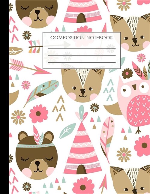 Composition Notebook: Pink Notebook, Animals, Composition Book, Notebook for Girls, Kids, School, Students, Bullet Journal 8.5 x 11 in, 110 (Paperback)