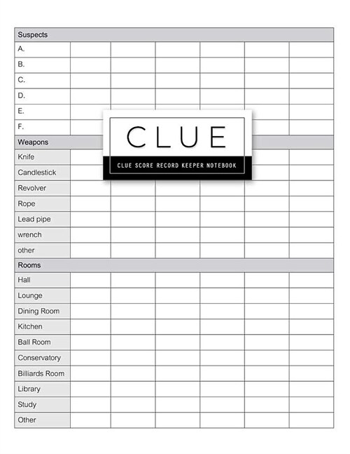 Clue Score Record: Classic Score Sheet Card or Scoring Game Record Level Keeper Book Helps You Solve Your Favorite Detective Mystery Game (Paperback)