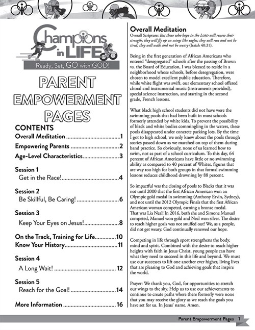 Vacation Bible School (Vbs) 2020 Champions in Life Parent Empowerment Pages: Ready, Set, Go with God! (Paperback)