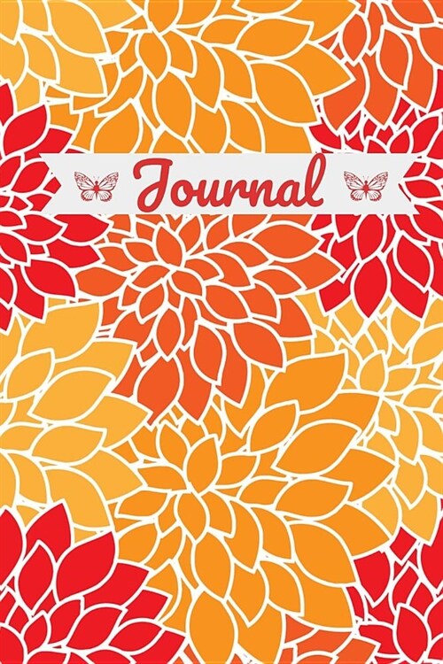 Journal: Butterfly Orange Red Flower Design 6x9 (Paperback)