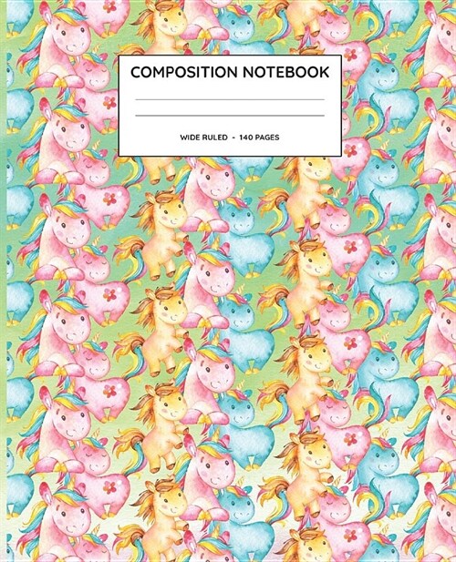 Composition Notebook: Watercolor Unicorn Wide Ruled Notebook Journal (Paperback)