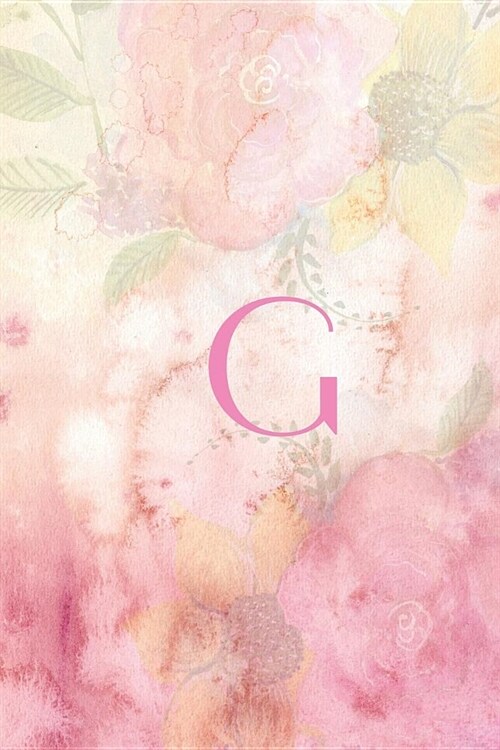 G: Monogram Initial Notebook for Women and Girls With Pink Flowers, Blank, 6 x 9, 110 pages (Paperback)