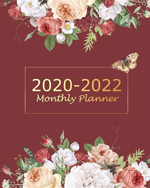 2020-2022 Monthly Planner: Red Flowers Monthly Calendar Schedule Organizer (36 Months) For The Next Three Years With Holidays and inspirational Q (Paperback)