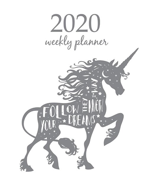 2020 Weekly Planner: Calendar Schedule Organizer Appointment Journal Notebook and Action day With Inspirational Quotes Black Unicorn Horse (Paperback)