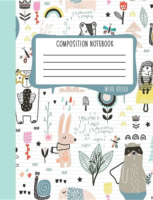 Composition Notebook: Wide Ruled: 100+ Lined Pages Writing Journal: Folk Art Animals 1073 (Paperback)