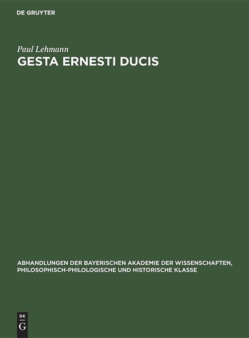 Gesta Ernesti ducis (Hardcover, Reprint 2019)