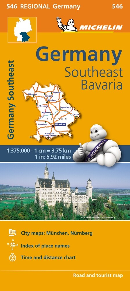 Michelin Germany Southeast Map 546 (Folded, 12)