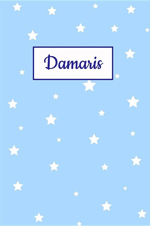 Damaris: Personalized Name Journal. Wide Ruled (Lined) Writing Diary, Composition Book. Baby Blue Star Cover for Girls, Kids an (Paperback)
