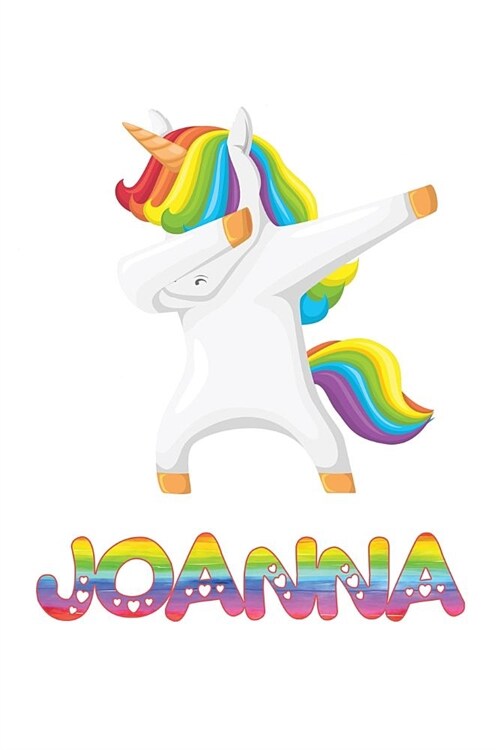 Joanna: Joanna 6x9 Journal Notebook Dabbing Unicorn Rainbow (Paperback)