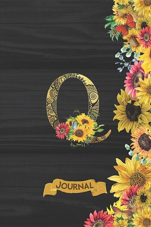 Q Journal: Spring Sunflowers Journal Monogram Initial Q Lined and Dot Grid Notebook - Decorated Interior (Paperback)