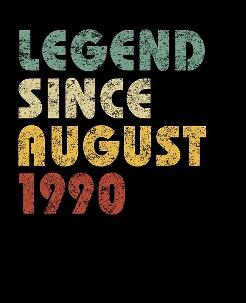 Legend Since August 1990: Vintage Birthday Gift Notebook With Lined College Ruled Paper. Funny Quote Sayings Notepad Journal For Taking Notes At (Paperback)